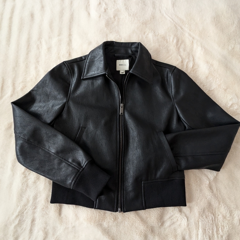 RW&CO Faux Leather Bomber